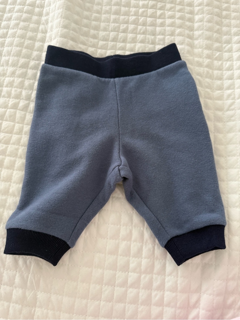 Ralph Lauren Blue Knit Baby Pants with Navy Trim